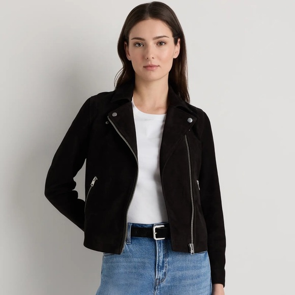 Quince Jackets & Blazers - QUINCE 100% Suede Biker Jacket Color Charcoal Black Size M